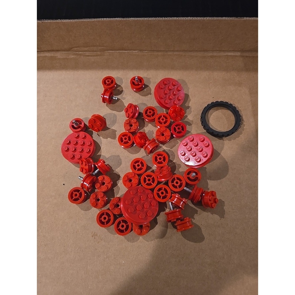 Vintage LEGO Red Wheels and Tires Lot Bricks Parts Pieces